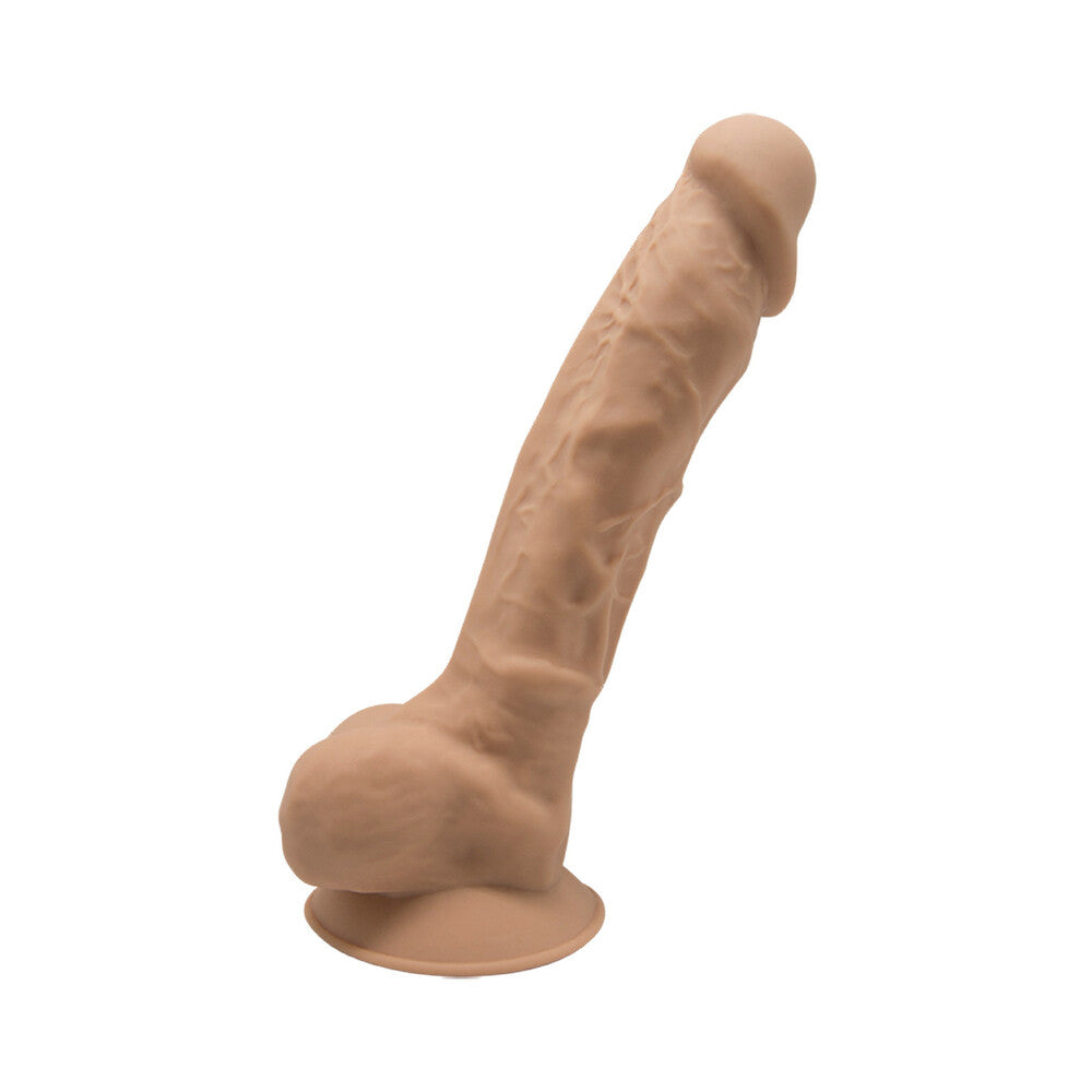 7 inch Dildo by Doc Johnson in Vanilla Ivory Beige shown for pegging Her or Him