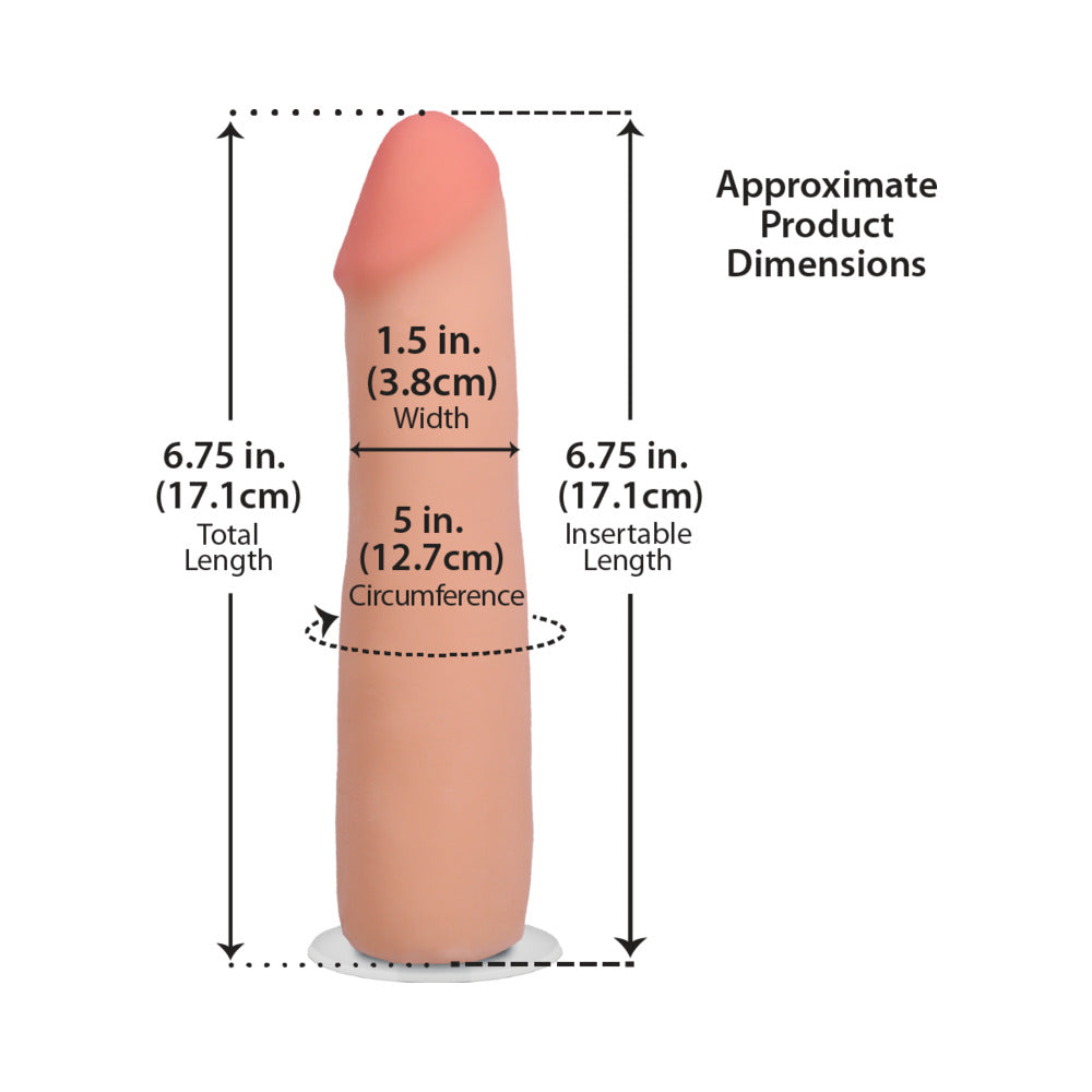 7 inch Dildo by Doc Johnson in Vanilla Ivory Beige displayed for pegging Him or Her