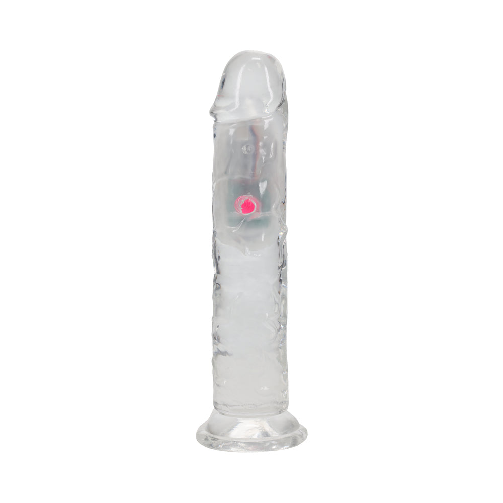7 inch Dildo by Shots in Clear shown for pegging Her or Him