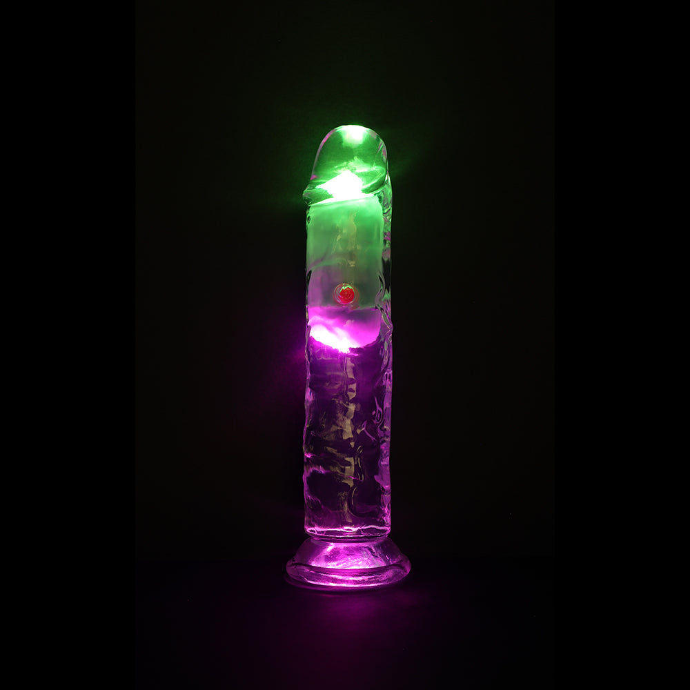 7 inch Dildo by Shots in Clear displayed for pegging Him or Her