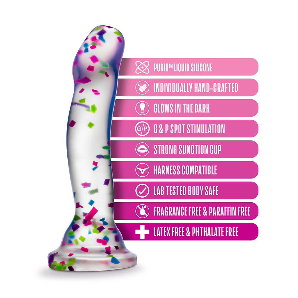 7.5 inch Dildo by Blush in Multi-Color displayed for pegging Him or Her
