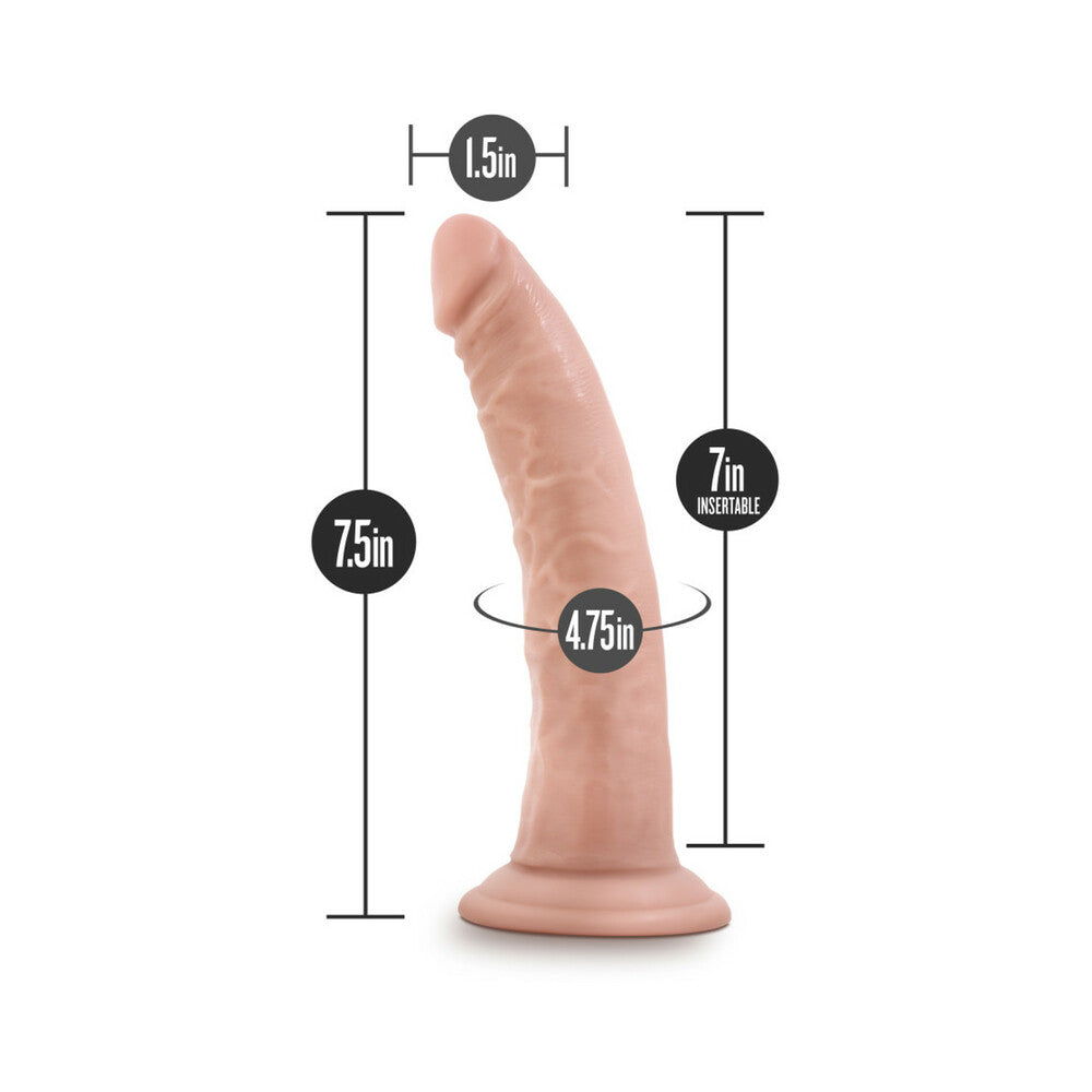 7.5 inch Dildo by Blush in Vanilla Ivory Beige shown for pegging Her or Him