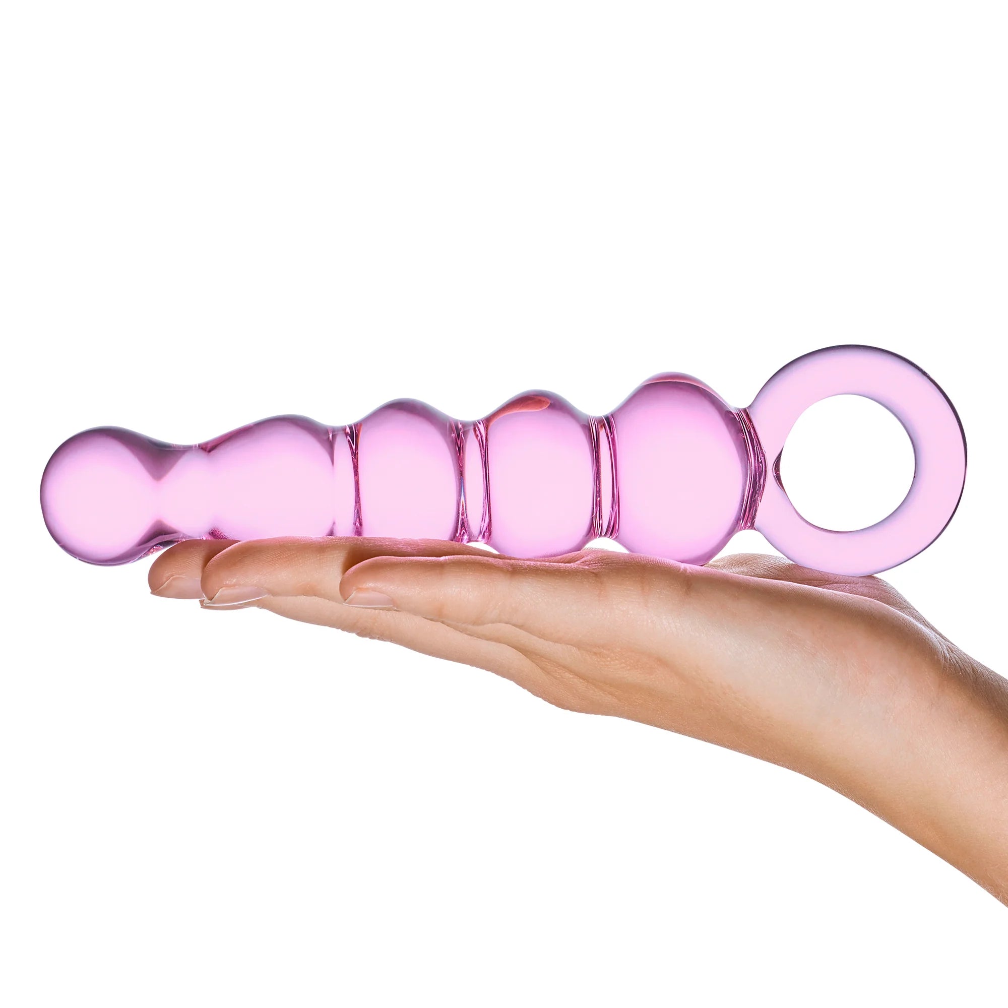 7.5 inch Dildo by Electric Eel in Light Pink shown for pegging Her or Him