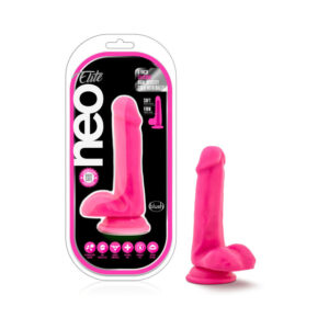 6 inch Dildo Blush Hot Pink Magenta Fuchsia Neo Elite Silicone Dual Density with Balls