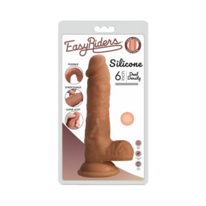 6 inch Dildo Curve Novelties Vanilla Ivory Beige Curve Toys Easy Riders Dual Density Silicone with Balls & Suction Cup Light