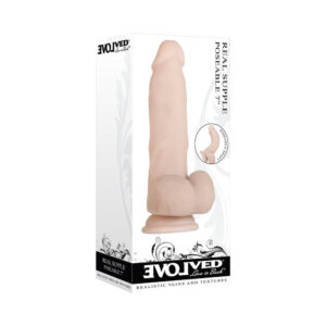 7 inch Dildo Evolved Vanilla Ivory Beige Real Supple Poseable Realistic With Balls Beige