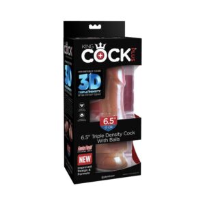 6.5 inch Dildo Pipedream Tan Light Brown Mocha King Cock Plus Triple Density Cock With Balls Realistic Suction Cup