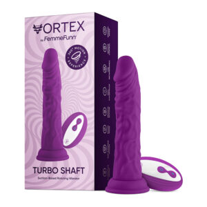 8 inch Dildo FemmeFunn Purple Vortex Turbo Shaft 2 0 Vibrating Rotating