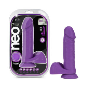 8 inch Dildo Blush Purple Neo Elite Silicone Dual Density With Balls Neon