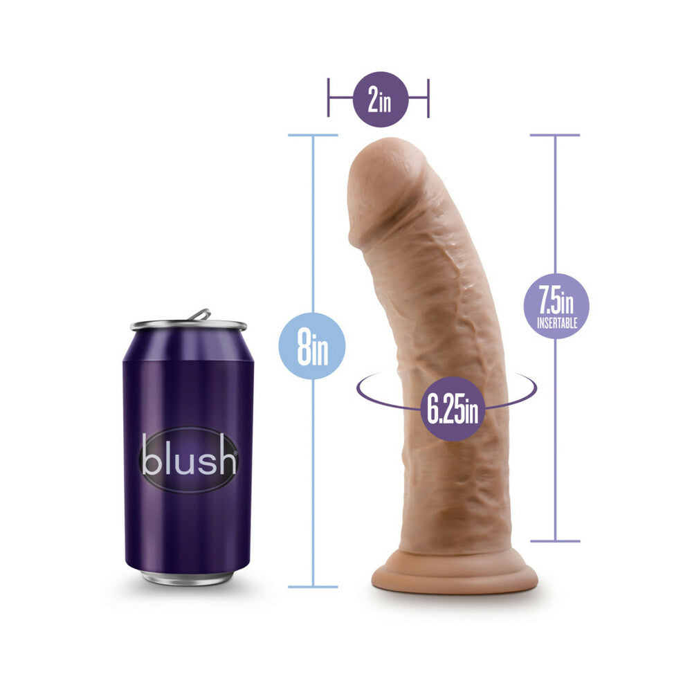 8 inch Dildo from Blush in Tan Light Brown Mocha pictured for anal pleasure for Her or Him