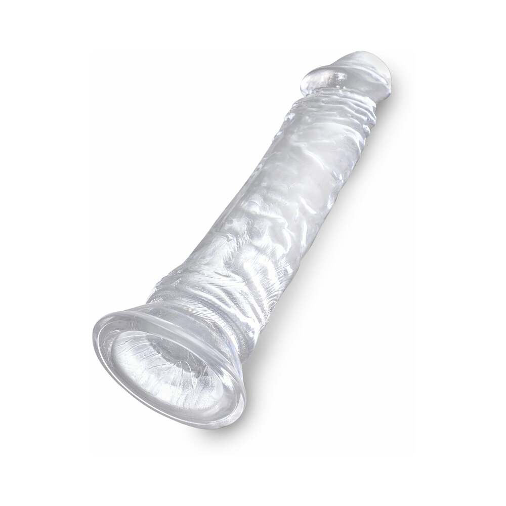 8 inch Dildo by Pipedream in Clear shown for pegging Her or Him