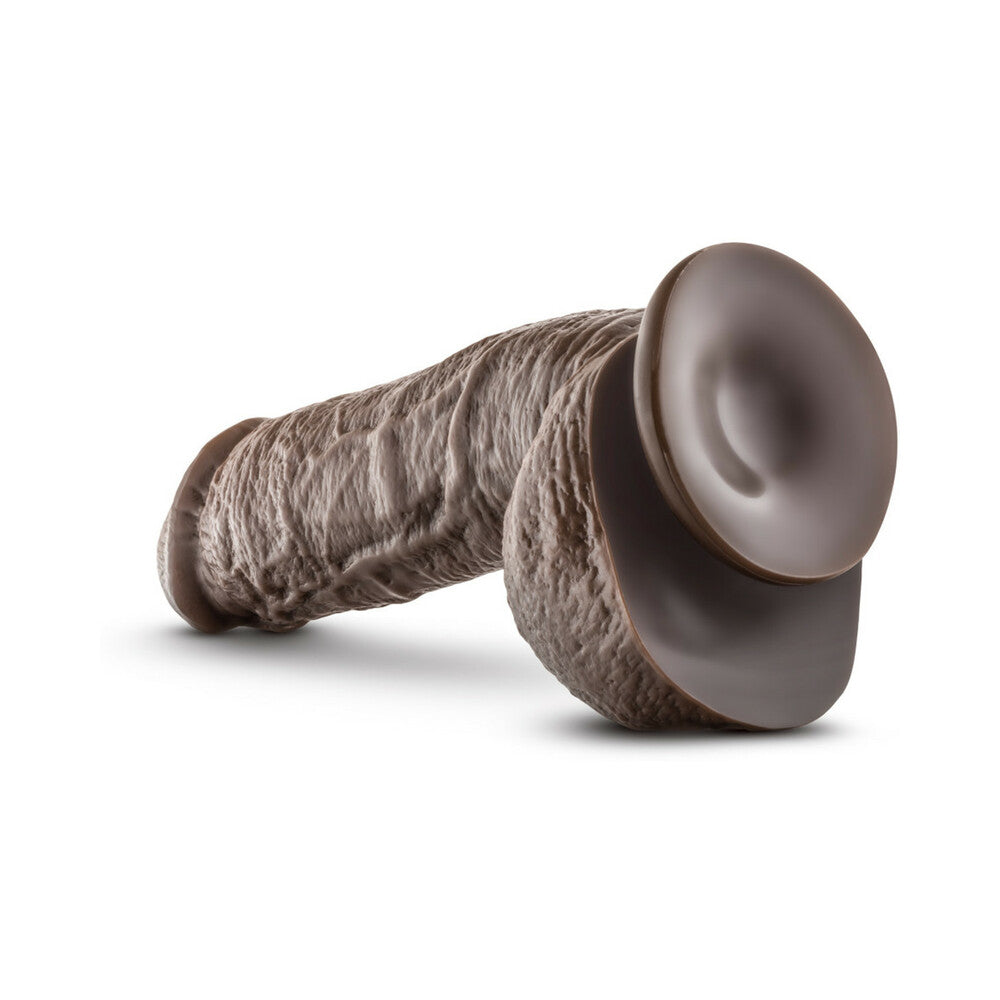8.5 inch Dildo by Blush in Dark Brown shown for pegging Her or Him