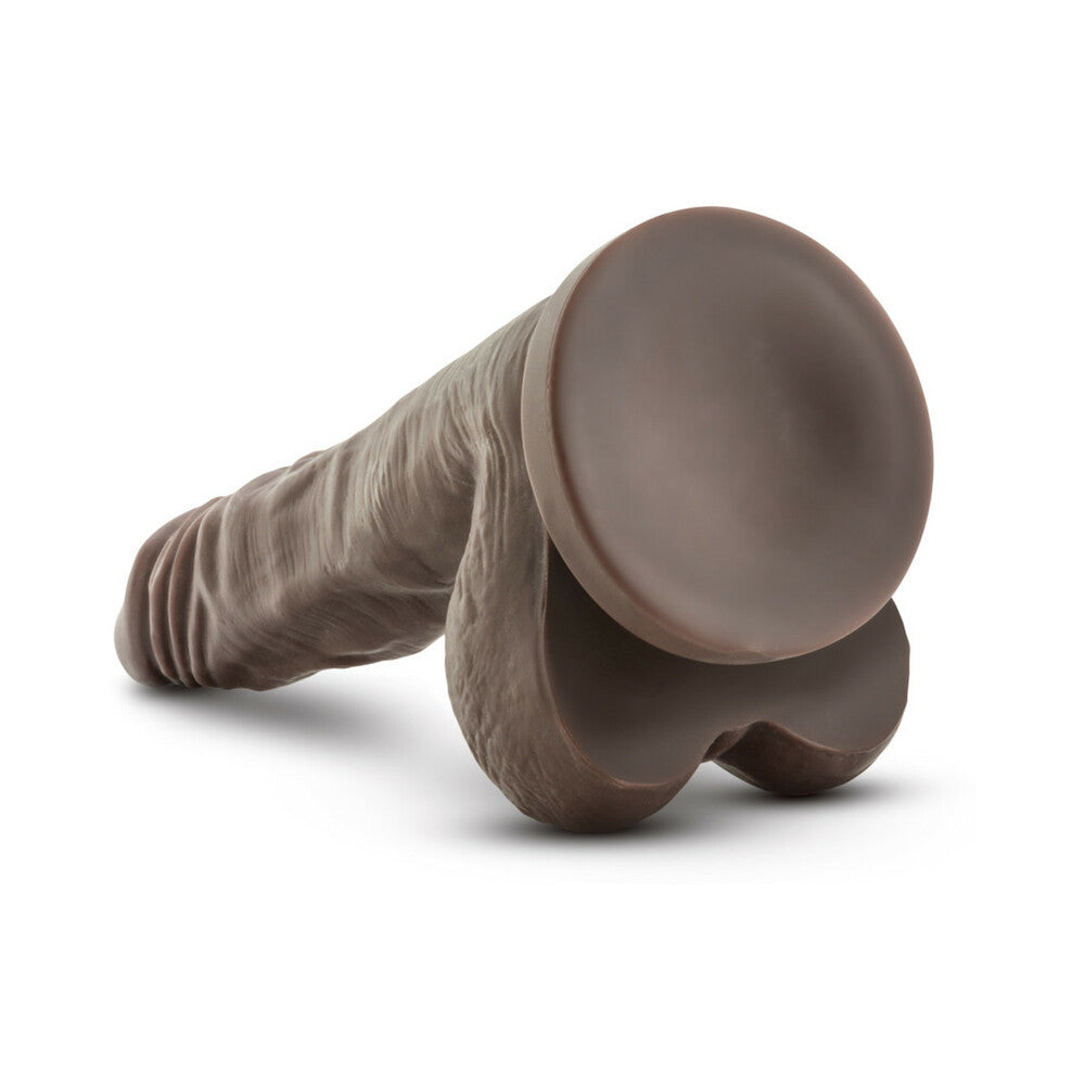 8.5 inch Dildo by Blush in Dark Brown shown for pegging Her or Him