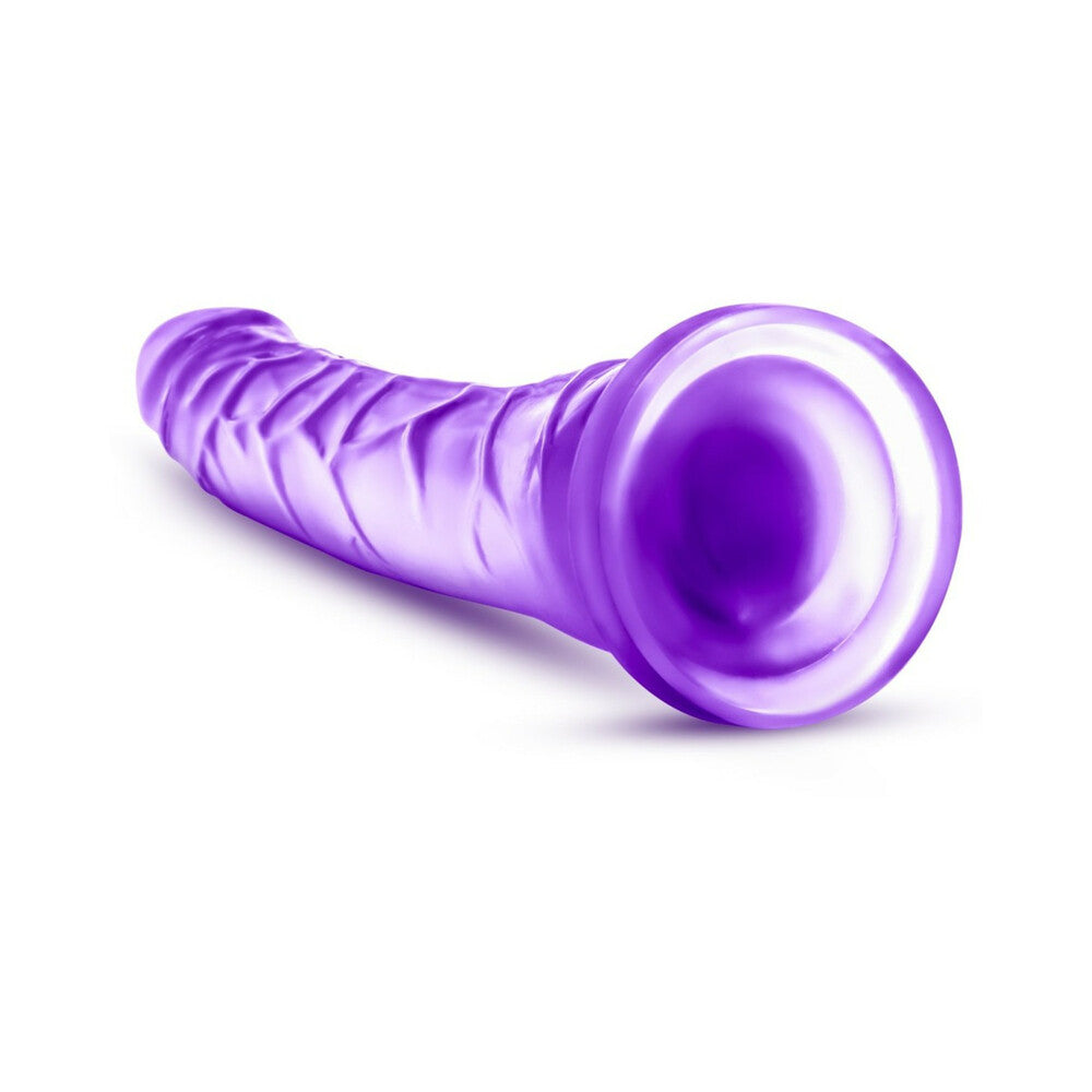 8.5 inch Dildo by Blush in Purple shown for pegging Her or Him