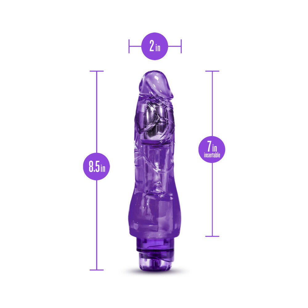 8.5 inch Dildo by Blush in Purple displayed for pegging Him or Her