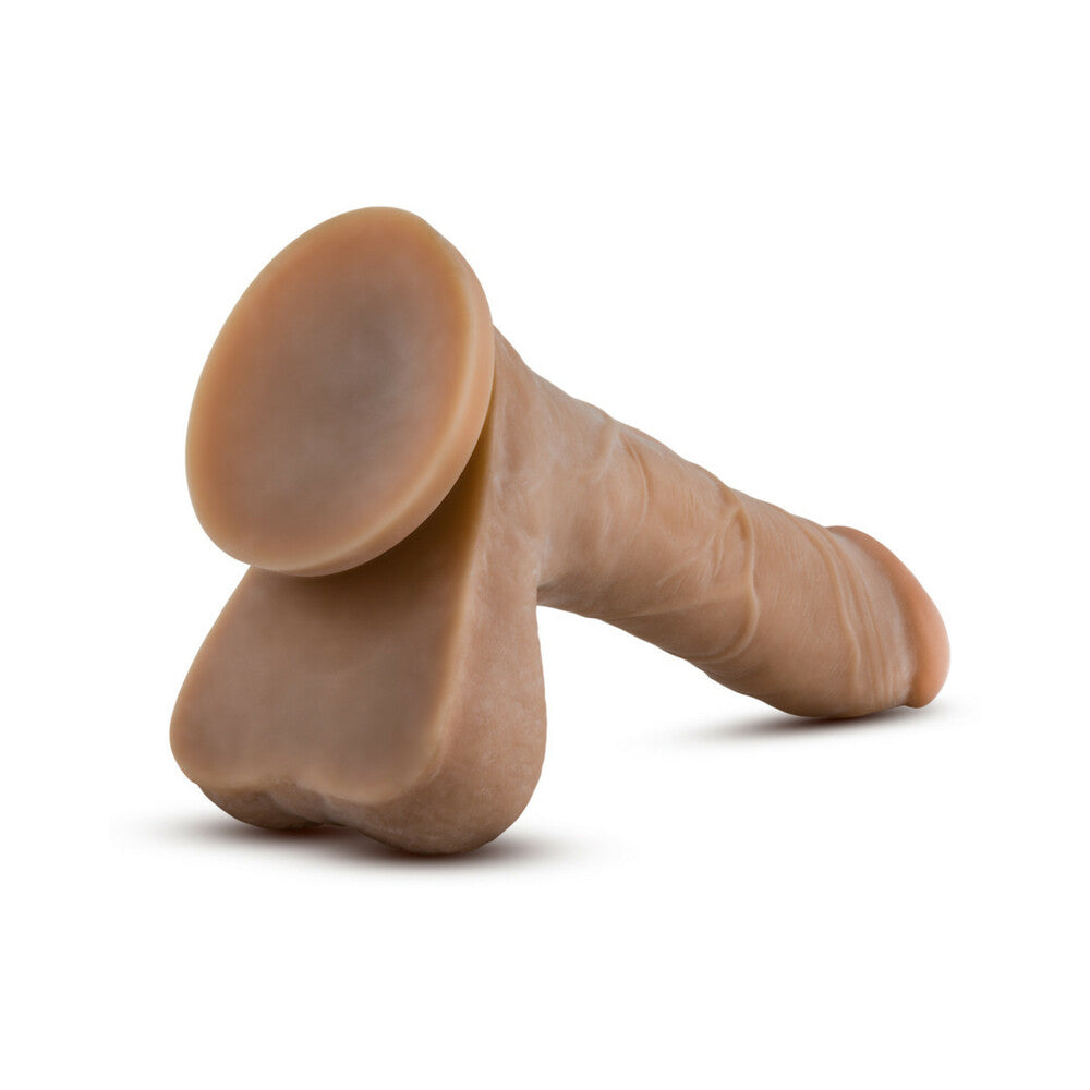 8.5 inch Dildo by Blush in Tan Light Brown Mocha shown for pegging Her or Him