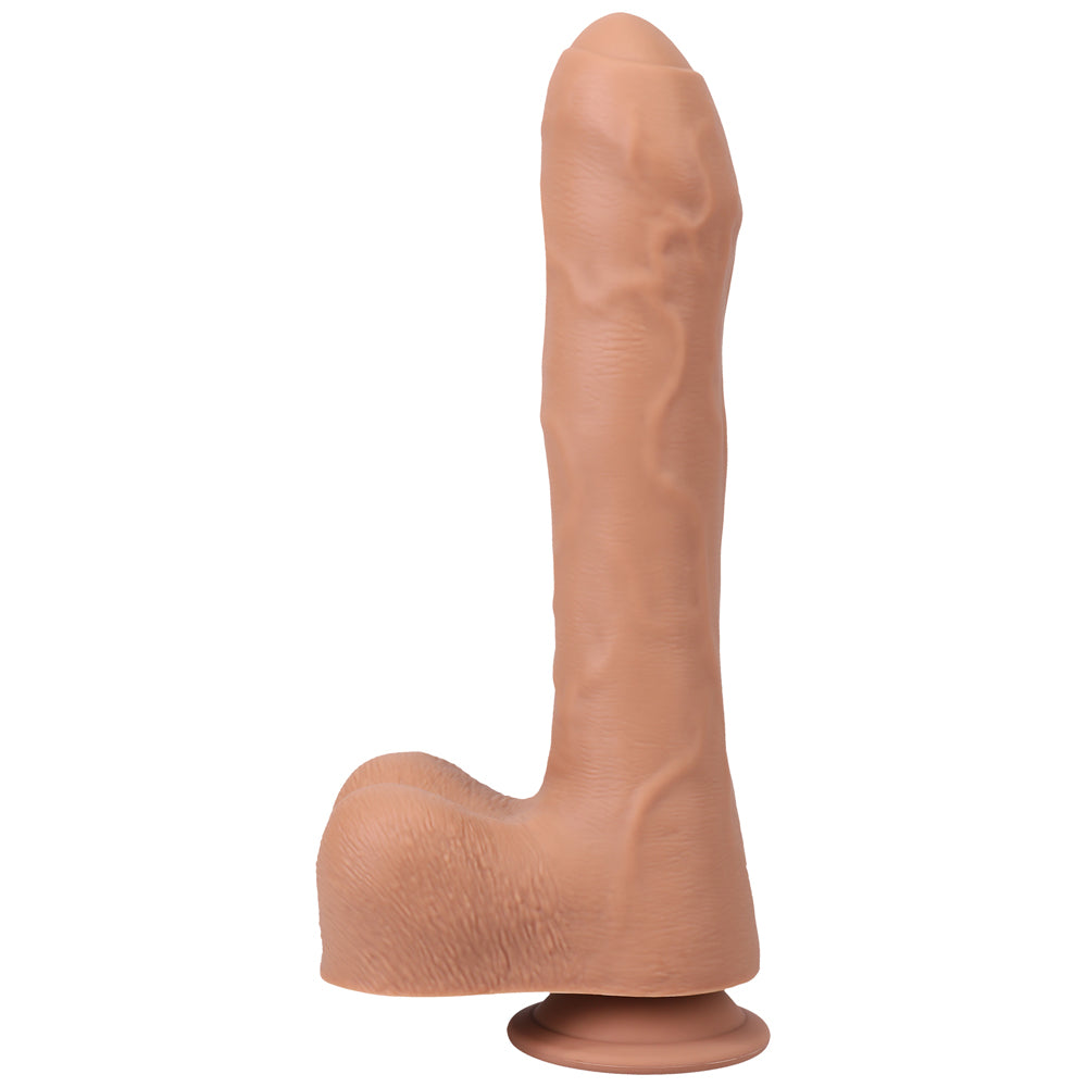 8.5 inch Dildo by Doc Johnson in Tan Light Brown Mocha shown for pegging Her or Him