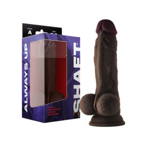 7.5 inch Dildo Shaft Dark Brown Model A Dual Density Silicone with Balls Mahogany