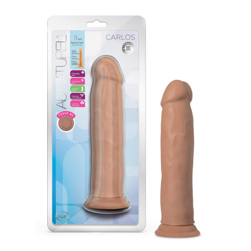 9 inch Dildo by Blush in Tan Light Brown Mocha shown for use by Her or Him