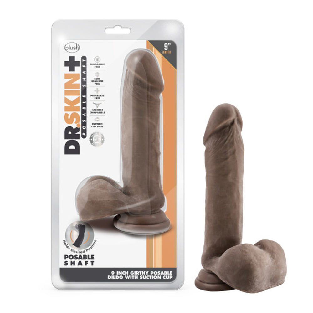 9 inch Dildo by Blush in Brown Chocolate Cocoa shown for use by Her or Him