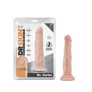 7 inch Dildo Blush Vanilla Ivory Beige Dr Skin Silicone Dr Carter Realistic Posable Beige