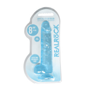 8 inch Dildo Shots Blue RealRock Crystal Realistic With Balls and Suction Cup