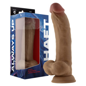 9.5 inch Dildo Shaft Tan Light Brown Mocha Model C Dual Density Silicone with Balls Oak
