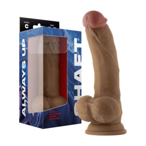 8.5 inch Dildo Shaft Tan Light Brown Mocha Model C Dual Density Silicone with Balls Oak