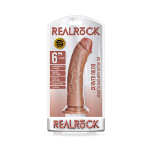 6 inch Dildo Shots Tan Light Brown Mocha RealRock Realistic Curved With Suction Cup