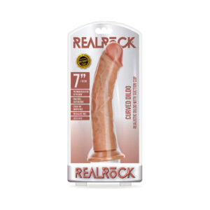 7 inch Dildo Shots Tan Light Brown Mocha RealRock Realistic Curved With Suction Cup