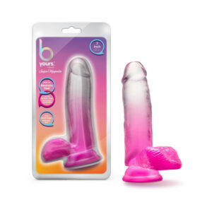 7 inch Dildo Blush Hot Pink Magenta Fuchsia B Yours Sugar Magnolia with Balls Fuchsia