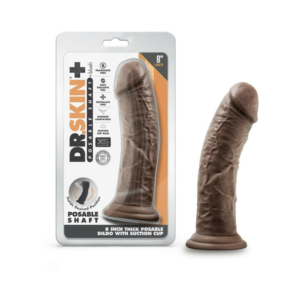 8 inch Dildo by Blush in Brown Chocolate Cocoa shown for use by Her or Him