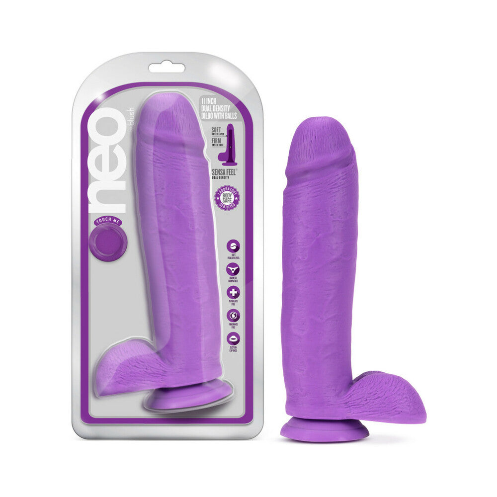 11 inch Dildo by Blush in Purple shown for use by Her or Him