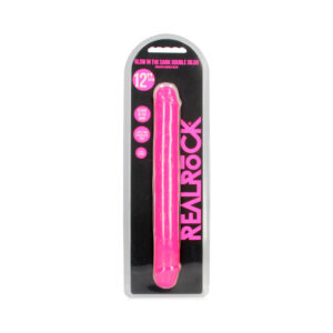 12 inch Dildo Shots Hot Pink Magenta Fuchsia RealRock Glow in the Dark Double Dong Dual Ended