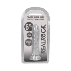 6 inch Dildo Shots Clear RealRock Crystal Straight Without Balls