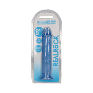 8 inch Dildo Shots Blue RealRock Crystal Straight Without Balls