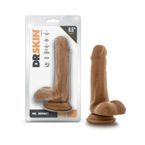 6.5 inch Dildo Blush Tan Light Brown Mocha Dr Skin Dr Jeffrey with Balls