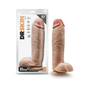 10.5 inch Dildo Blush Vanilla Ivory Beige Dr Skin Mr Mister with Balls Beige