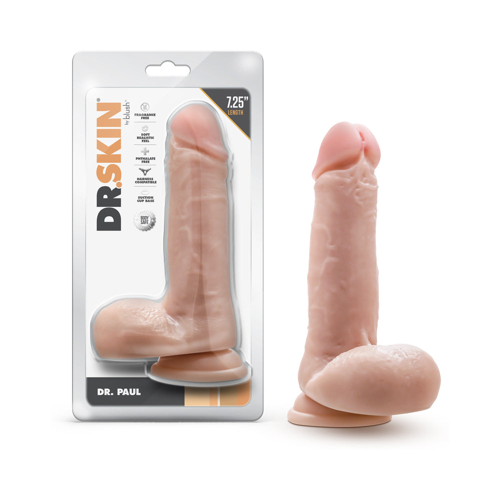 7.25 inch Dildo by Blush in Vanilla Ivory Beige shown for use by Her or Him