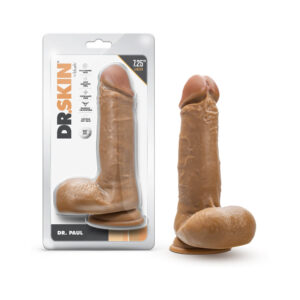 7.25 inch Dildo Blush Tan Light Brown Mocha Dr Skin Dr Paul with Balls