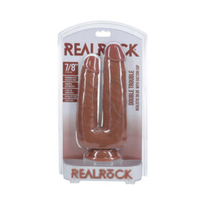7 inch Dildo Shots Tan Light Brown Mocha RealRock Double Trouble