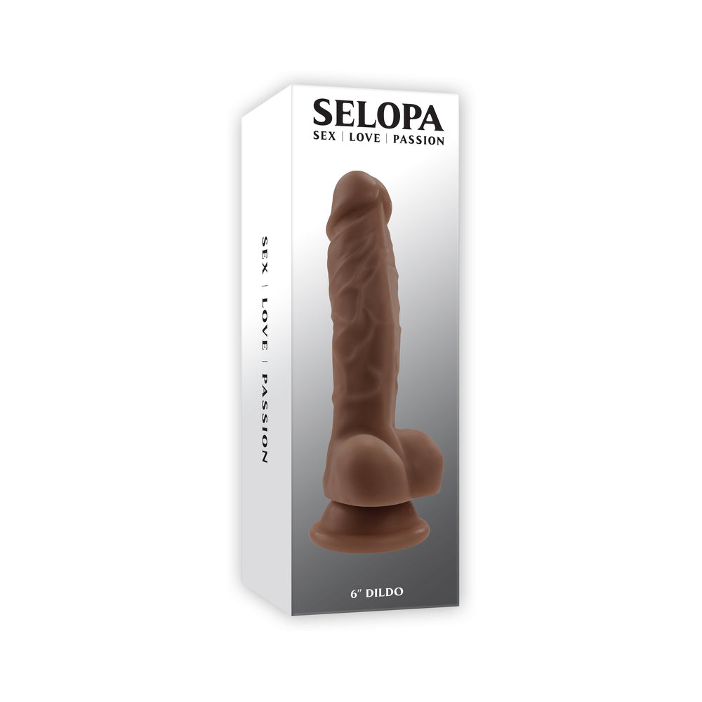 6 inch Dildo by Selopa in Brown Chocolate Cocoa shown for use by Her or Him