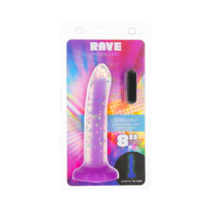 8 inch Dildo BMS White Addiction Rave Bendable Glow in the Dark Silicone Confetti