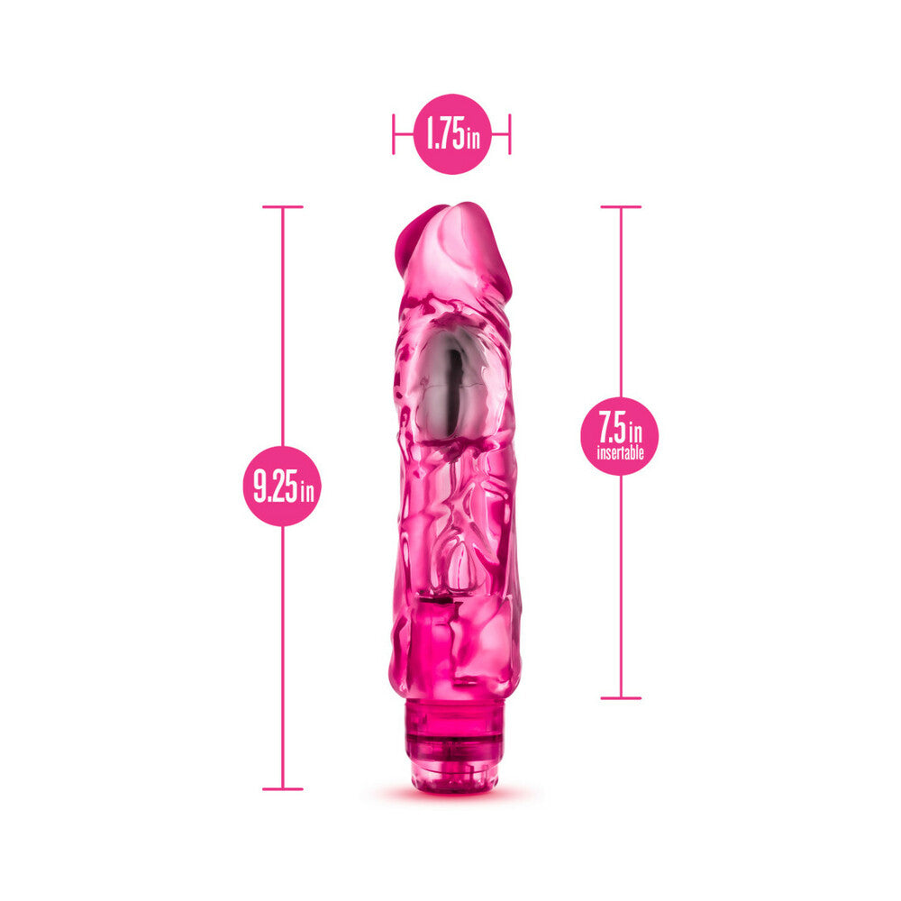 9 inch Dildo by Blush in Hot Pink Magenta Fuchsia displayed for pegging Him or Her