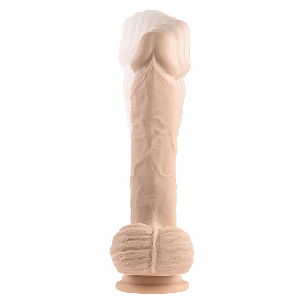 9 inch Dildo by Evolved in Vanilla Ivory Beige displayed for pegging Him or Her