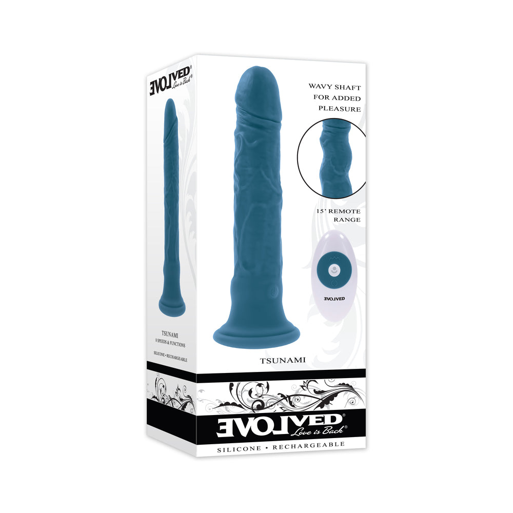 Dildo by Evolved in Teal Turquoise Aqua shown for use by Her or Him