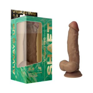8.5 inch Dildo Shaft Tan Light Brown Mocha Vibrating Model N Dual Density Silicone Oak
