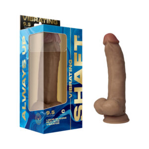9.5 inch Dildo Shaft Tan Light Brown Mocha Vibrating Model C Dual Density Silicone Oak
