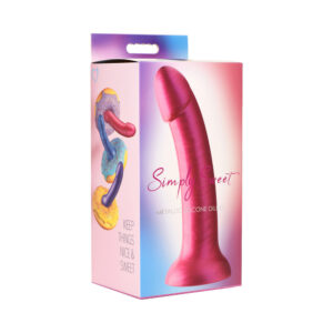 7 inch Dildo Curve Novelties Hot Pink Magenta Fuchsia Simply Sweet Metallic Silicone
