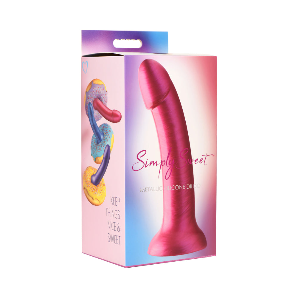 7 inch Dildo by Curve Novelties in Hot Pink Magenta Fuchsia shown for use by Her or Him